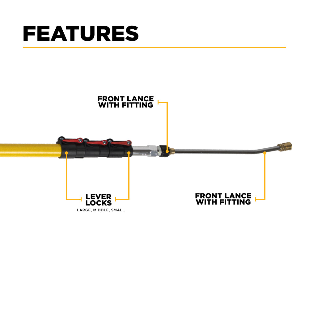 18' Telescoping Wand, includes lever locks, gun, wand and hose
