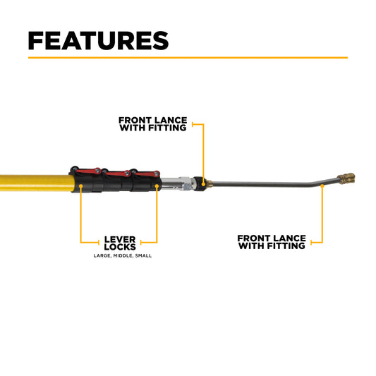 18' Telescoping Wand, includes lever locks, gun, wand and hose