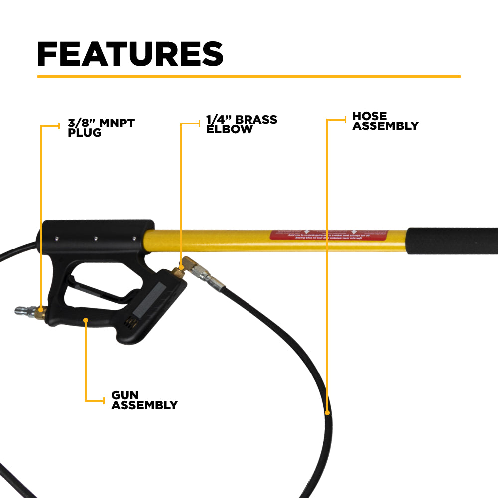 24' Telescoping Wand, includes lever locks, gun, wand and hose