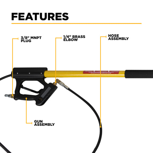 24' Telescoping Wand, includes lever locks, gun, wand and hose