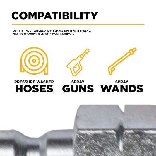 PW 1/4" FNPT x Quick Connect 6,000 PSI Stainless Steel Fitting (Plug)