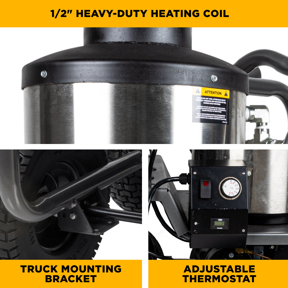 1500 PSI 2.0 GPM Electric Direct Drive Diesel Fired Hot Water Pressure Washer with Triplex Pump