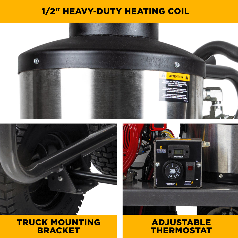 4000 PSI 4.2 GPM Gas Direct Drive Diesel Fired Hot Water Pressure Washer with Triplex Pump