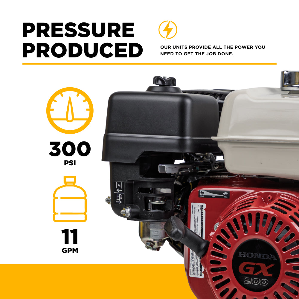 300 PSI 11 GPM Gas Direct Drive Commercial Mobile Soft Wash System with Electric Start