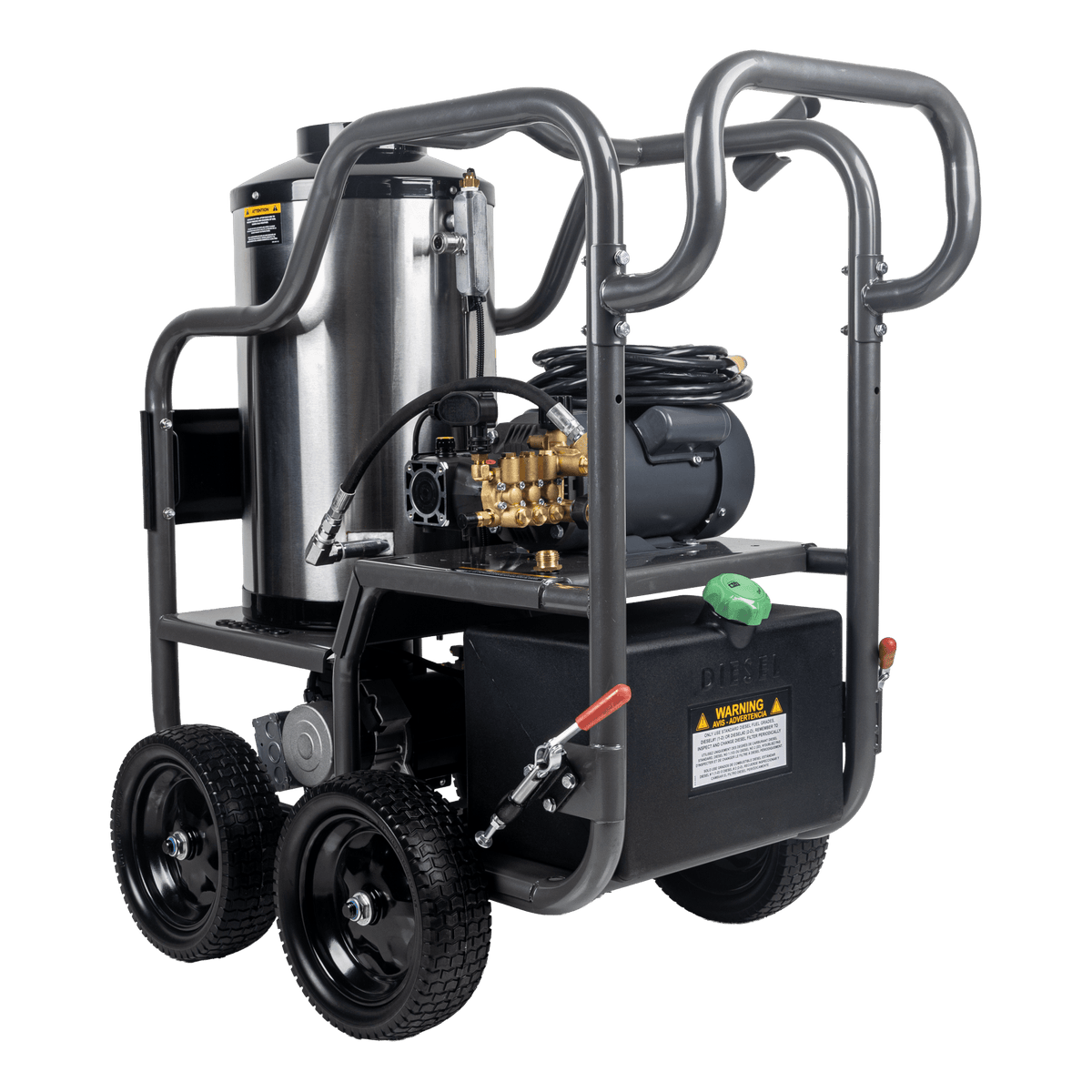 1500 PSI 2.0 GPM Electric Direct Drive Diesel Fired Hot Water Pressure Washer with Triplex Pump