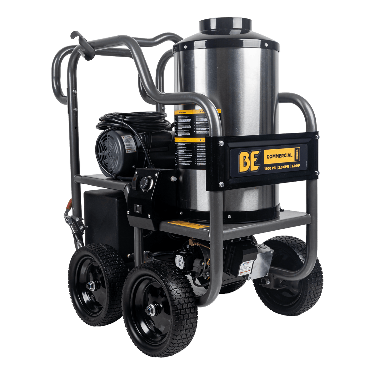 1500 PSI 2.0 GPM Electric Direct Drive Diesel Fired Hot Water Pressure Washer with Triplex Pump