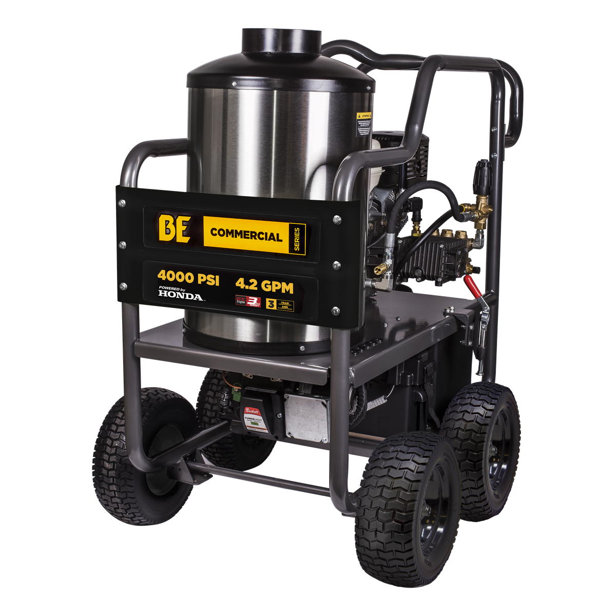 4000 PSI 4.2 GPM Gas Direct Drive Diesel Fired Hot Water Pressure Washer with Triplex Pump