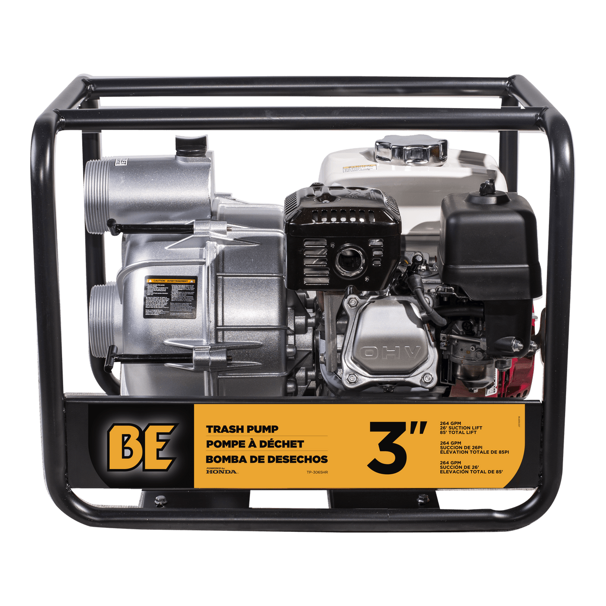 3" Semi Trash Pump 264 GPM 36 PSI with Honda GX200 Engine