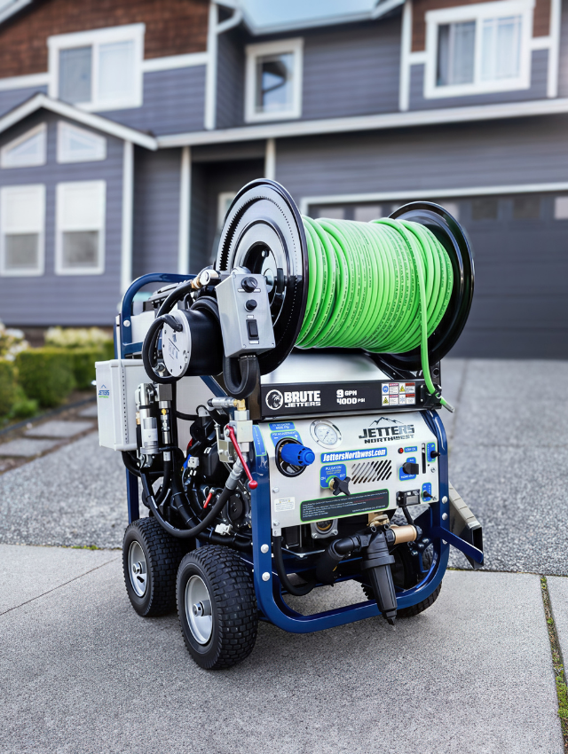 Jetters Northwest portable cart jetter Sitting in a driveway