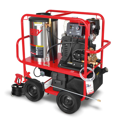 HOTSY Gas Engine Roll Cage Hot Water Pressure Washer, Direct or Belt Drive, 2.7–4.0 GPM | 2400–3500 PSI